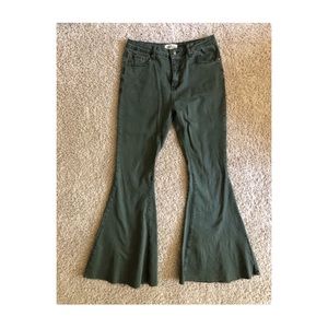 Flared army green pants